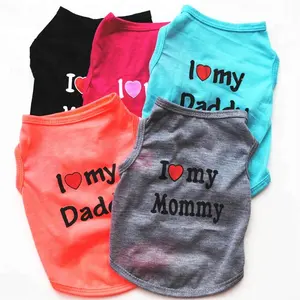 New style fashion cotton pet dog vest clothes wholesale cat pet i love my mommy daddy letter print puppy spring summer T Shirt