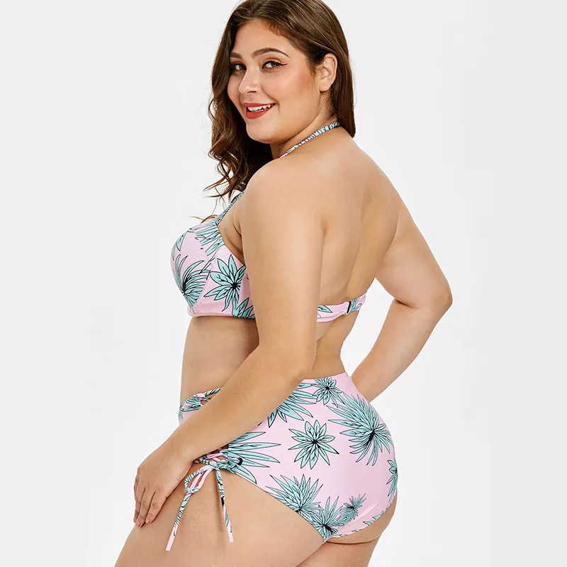 New arrival plus size swimsuit sexy two pieces for women with high waist bottom