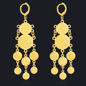 Lungo Nappa Arabo <span class=keywords><strong>Gioielli</strong></span> In Oro Placcato Orecchini Lunghi All'ingrosso - Product Image 2