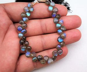 ไฟสีฟ้ารูปหัวใจธรรมชาติแท้ Labradorite เรียบอัญมณีทำเครื่องประดับลูกปัดราคาขายส่ง - Product Image 2