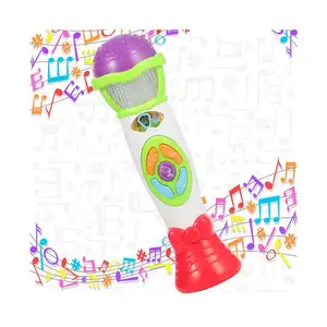 Microfone de brinquedo com carregador de voz, microfone para crianças pequenas, brinquedos musicais de karaoquê com luz colorida