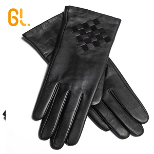 GL48 <strong>Women</strong> Fancy 100% Sheepskin Custom Made Winter Leather Driving Gloves - Product Image 3