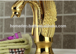 Vòi Nước Chậu Rửa Bằng Đồng Thau Hình Thiên Nga Màu Vàng Sang Trọng Phong Cách Châu Âu - Product Image 6