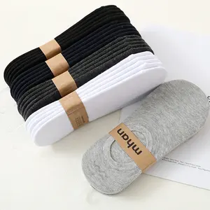 Calcetines de jacquard con bordado a granel para hombre, calcetín unisex con logo impreso, blanco liso, invisible, personalizado