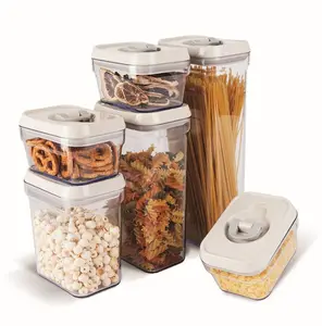 Square Transparent Design Durable Plastic Food Storage Jar Set