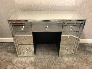 2019 High Quality 7 Big Drawers Diamonds <strong>Mirrored</strong> <strong>Dressing</strong> <strong>Table</strong> <strong>Set</strong> - Product Image 2