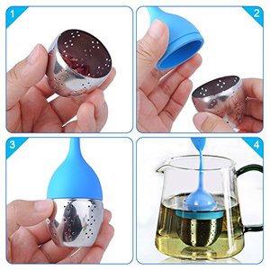 Plateau gouttes à thé en acier inoxydable, poignée en Silicone, passoire en acier inoxydable, assistant de thé ample, pour le thé des feuilles ou des herbes - Product Image 6