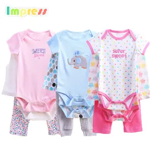 Murah 3 Pcs Bayi Pakaian Bayi Baju 100% Katun dengan Celana Set