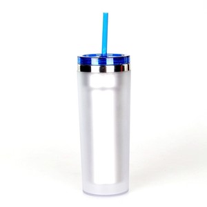 Al por mayor 24 0Z doble pared con aislamiento plástico flacos vasos de acrílico con paja y tapas a granel - Product Image 6