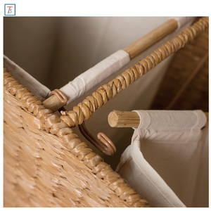 Oversized <strong>Divided</strong> Seagrass Fiber <strong>Laundry</strong> Hamper Storage <strong>Basket</strong> with Handles and 2 Removable Liners - Product Image 5