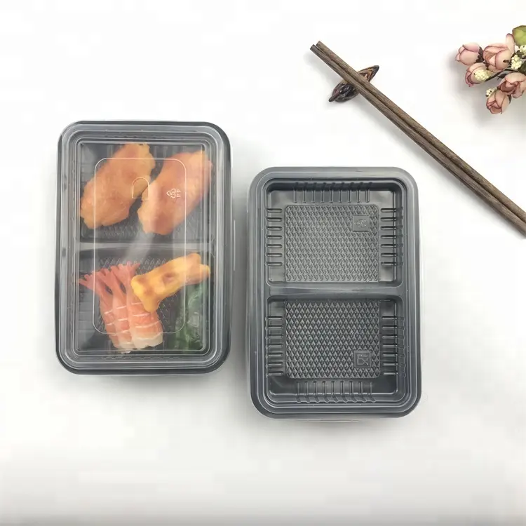 Hochwertiger Einweg-Lunchbox aus Kunststoff mit 2 Fächern