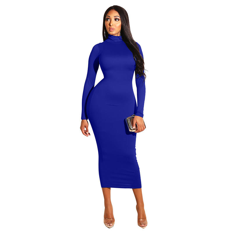 Sexy Women Bandage Autumn Turtleneck Slim Long Sleeve Bodycon Dress High  Neck Club Sheath Wrap Dresses Y11109