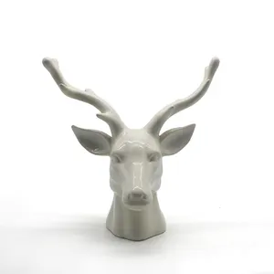 Resin kustom kepala rusa polyresin putih patung dekorasi dinding resin patung hewan putih kepala rusa resin dekorasi gaya Eropa