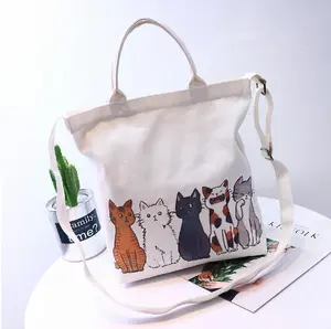 BSCI Certified Factory new hot sale female japanese students casual cute cartoon zipper canvas bag