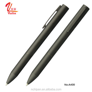 Nuova buona qualità di colore grigio scuro stampa logo aziendale penna a sfera in metallo con scatola regalo - Product Image 6