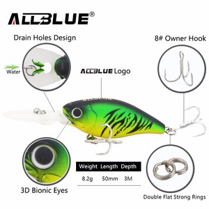AllBlue Suspending Deep Diving Crankbait Señuelos de pesca 8.2g 5cm Wobblers realistas con 8 # Owner Hooks peche isca artificial - Product Image 2