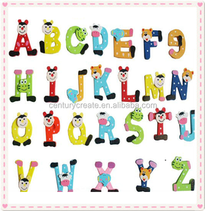 Jouets promotionnels <span class=keywords><strong>en</strong></span> <span class=keywords><strong>bois</strong></span> pour enfants, aimants de réfrigérateur avec lettres et chiffres ABC, dessins animés - Product Image 1