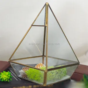 卸売ガラス金属ミニ小さな庭グリーンハウスプランター花瓶装飾的な幾何学的テラリウム花農業用