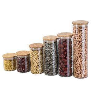 Home Goods Eco Friendly Heat-Resistant Bamboo Lid Glass Jar For Spices