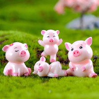 Tryme 4pcs प्यारा सुअर परिवार पशु मॉडल मूर्ति गृह सजावट लघु परी उद्यान सजावट के सामान प्रतिमा राल शिल्प अंजीर