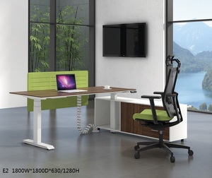 Meja pengangkat elektrik kantor desain Modern, Meja pengangkat dengan fitur yang dapat diperpanjang dan Panel kayu - Product Image 2