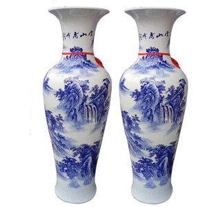 <span class=keywords><strong>Jarrones</strong></span> de Piso Grandes de Cerámica China, Diseño Clásico Azul y Blanco 2021, Económicos - Product Image 1