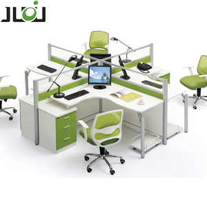 JUOU stasiun kerja kantor Modern 4/6/8 orang, meja komputer dengan pemisah staf Modular, furnitur desain Panel kayu