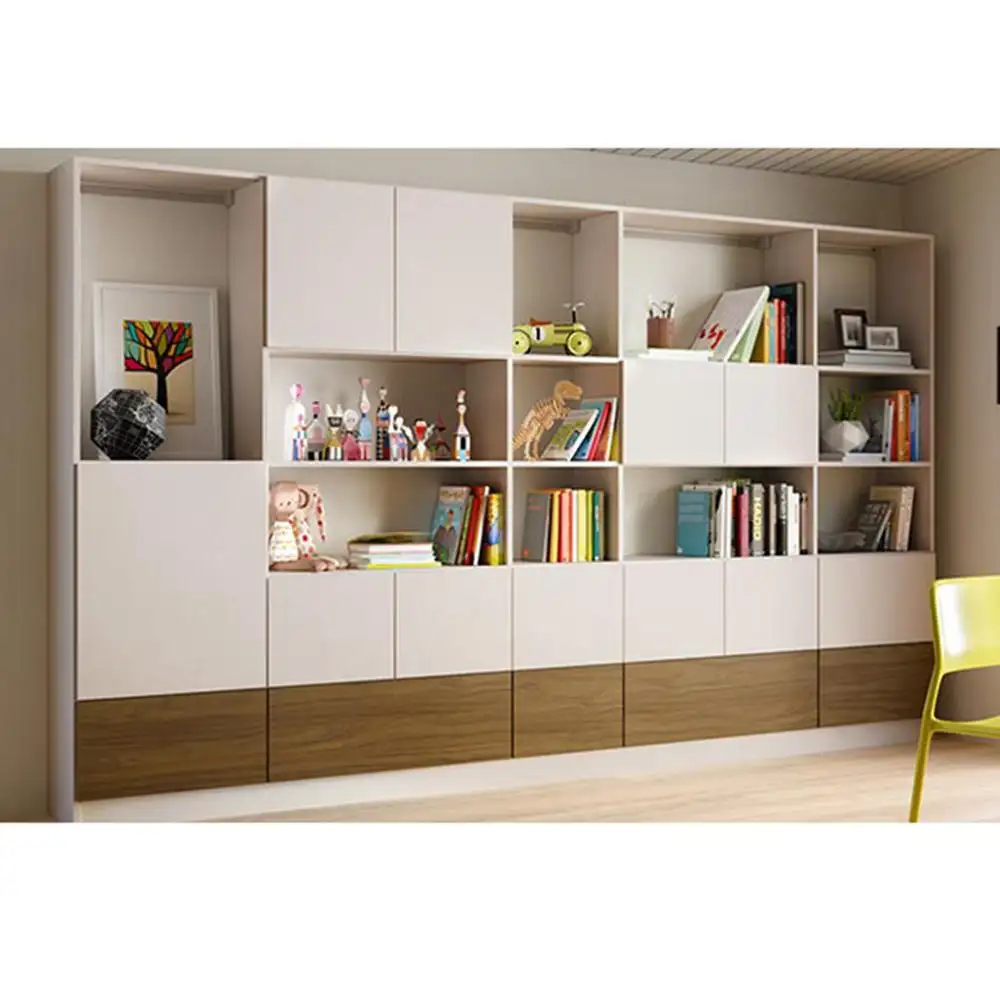 Libreria moderna in legno laminato melaminico stile aperto RTA semplice libreria in legno MDF economica