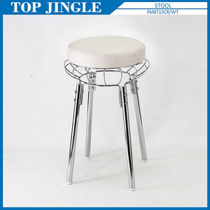 Taburete moderno de metal blanco con cojín - Product Image 5