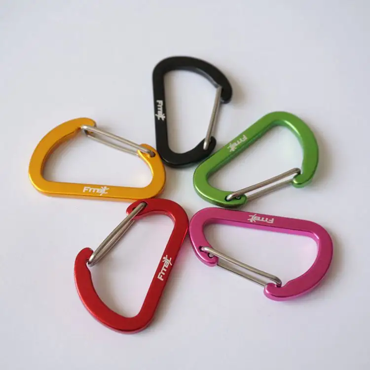 कस्टम लोगो एल्यूमीनियम वसंत फ्लैट Carabiner तस्वीर हुक पिछलग्गू चाबी का गुच्छा लंबी पैदल यात्रा डेरा डाले हुए बैग किट