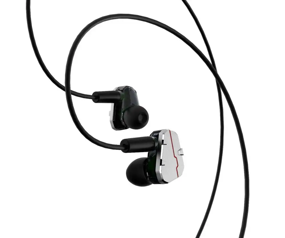מתכת מעטפת Hifi בס עם מיקרופון נחושת כסף רדיד פליז/שחור מצופה כרום גימור Wired BA אוזניות
