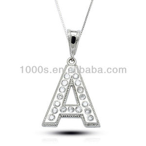 925 <span class=keywords><strong>de</strong></span> la plata esterlina <span class=keywords><strong>de</strong></span> diamantes <span class=keywords><strong>de</strong></span> imitación <span class=keywords><strong>de</strong></span> cristal letra del alfabeto <span class=keywords><strong>un</strong></span> collar colgante, el <span class=keywords><strong>precio</strong></span> <span class=keywords><strong>de</strong></span> fábrica - Product Image 1