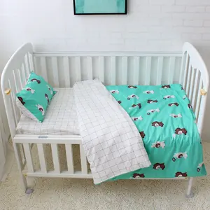 Tùy Chỉnh Chất Lượng Cao In Cotton Chất Liệu Mùa Hè Được Sử Dụng Bé Quilt Chăn Cover Sheet 3 Piece Crib Bedding Set