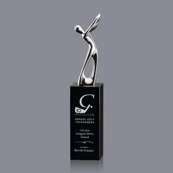 Metal golf portrait crystal trophy award made in china