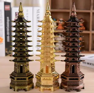 Figura de construcción de Pagoda China de Metal, regalo de promoción, logotipo personalizado de fábrica, recuerdo