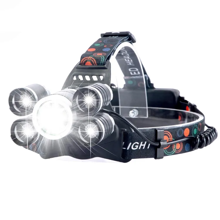 Rechargeable Led Headlight XML 5 LED headlamp T6 Head Lamp Flashlight Torch Light with 18650 battery Best For Camping fishing