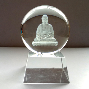 Sculpture de cristal spirituel personnalisé, gravure laser 3D, <span class=keywords><strong>statue</strong></span> de <span class=keywords><strong>bouddha</strong></span>, boule vierge avec support, vente en gros, - Product Image 6