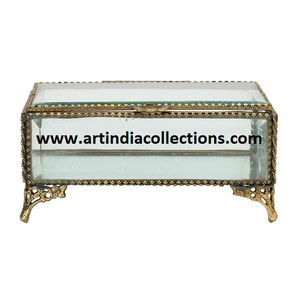 Boîte à bijoux en verre décorative en laiton et en verre de haute qualité pour la décoration de la maison - Product Image 1