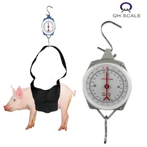 Balance de pesage manuelle portable, mécanique, 50kg/100kg, robuste, pour cochon, avec écharpe de transport