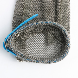 Chainmail Ring Mesh Malla resistente al corte Trabajo Guantes de acero inoxidable con puño largo de 15mm - Product Image 5