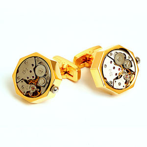 Gemelos mecánicos chapados en oro movimiento del reloj - Product Image 2