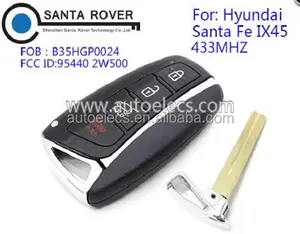 Remote Tanpa Kunci Mobil Hyundai Santa Fe IX45 4 Tombol, Kartu Kunci Pintar 433Mhz