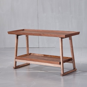 Mesa Auxiliar de Madera de 2 Niveles para Sala de Estar, Diseño Simple, Mesa Lateral Antigua - Product Image 1