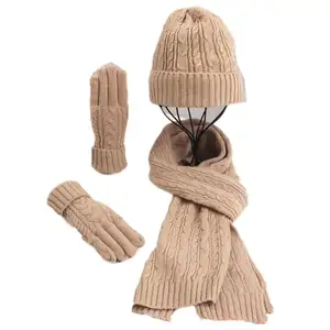 Ensemble de gants, écharpe en <span class=keywords><strong>cachemire</strong></span> tricoté, <span class=keywords><strong>bonnet</strong></span> doux <span class=keywords><strong>et</strong></span> chaud pour femmes - Product Image 1