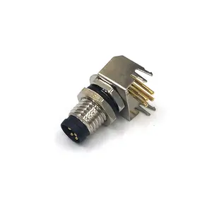 Cable adaptador OEM IP68 de 2 pines, 3 pines, 4 pines, 8 pines, macho y hembra, conector pcb m8 de montaje en ángulo recto