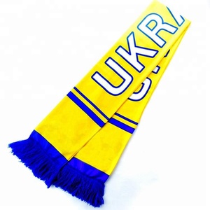 Écharpe cadeau imprimée en polyester tricoté de haute qualité Écharpe de football en jersey Écharpe pour les fans de football d'<span class=keywords><strong>Ukraine</strong></span> - Product Image 1