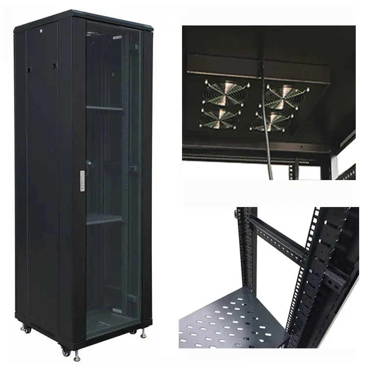 Insonorisé 42u spcc matériau intérieur noir telecom serveur rack avec 1000 profondeur