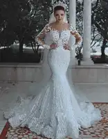 Sexy Luxury Chất Lượng Cao Ngà Đính Cườm Sequined Wedding Dress Ren Appliques Bridal Gown Với Sweep Train 2020 Bridal Gowns