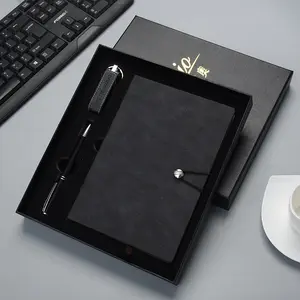 Beste Preis Individuelles Logo Büro Geschenk Schreibwaren Business Luxus Leder Notebook Journal Geschenk Set Mit Stift Und Keychain Großhandel