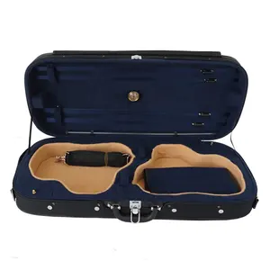 Wholesale black high quality rectangle foam double violin cases